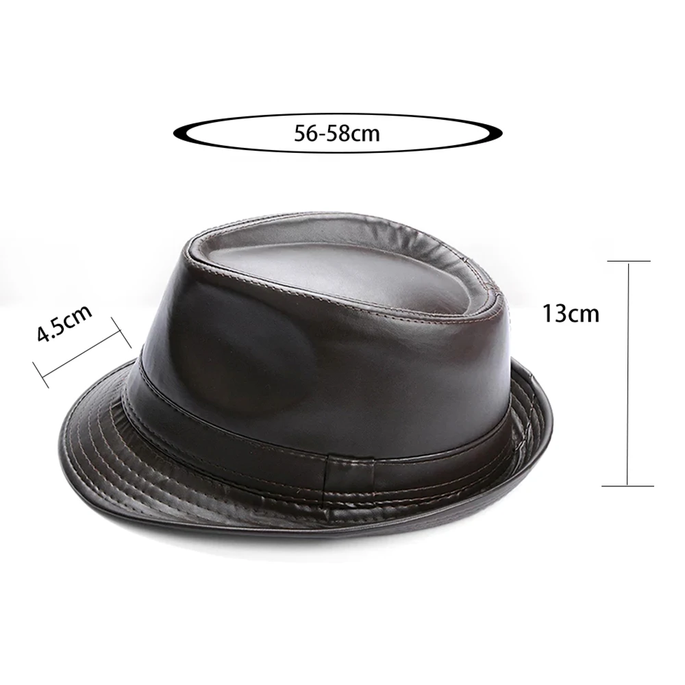 British Style Short Brim Jazz Caps Hats Fashion artificial leather Top hat Fedoras Trilby Hat solid panama formal cap Gorra