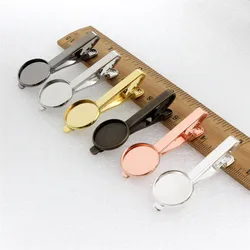Onebeading Copper 16mm 18mm 20mm Round Cabochon High Quality Necktie Tie Bar Mens Clamp Clip Blank Base Tray Men Accessories 5pc