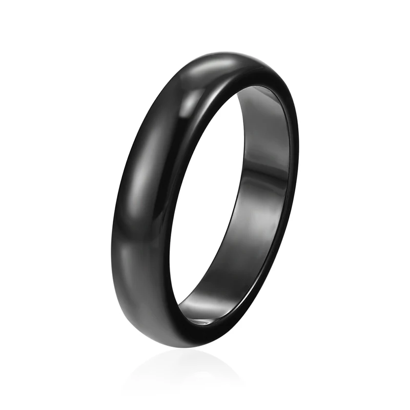 Wholesale Ceramic Jewelry wide 4mm And 6mm Top Quality Beautiful Black White Smooth Radian Ceramic Ring For Women Girl Anillo