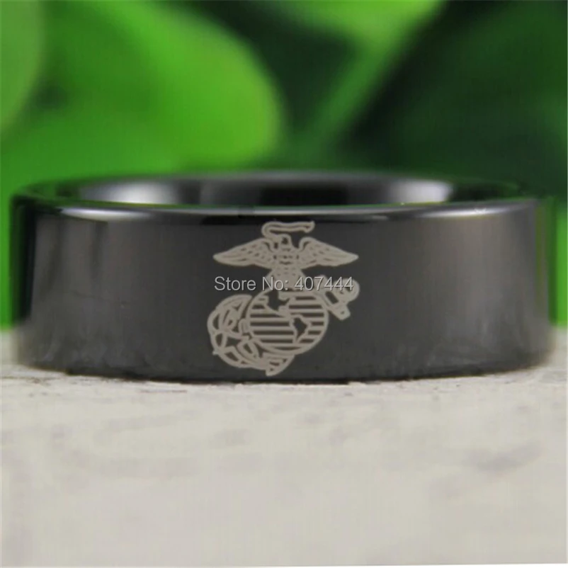 Free Shipping YGK JEWELRY Hot Sales 8MM Black Pipe Army Military Marines Men's Comfort Fit Tungsten Wedding Ring