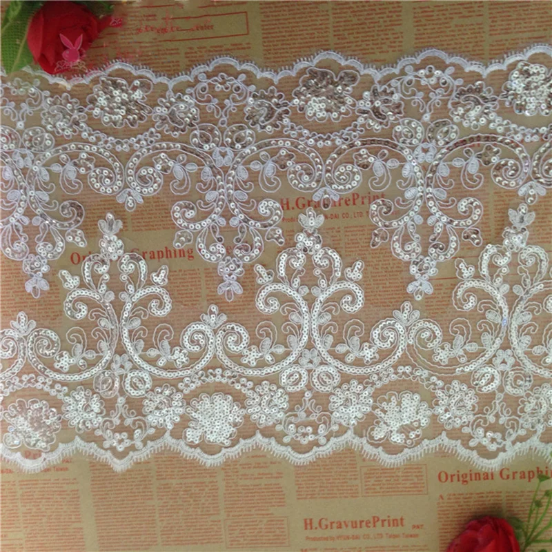 

9 ярдов блестки чистый белый цветок из ткани Venise Венеция Аппликация с кружевной отделкой шитье ремесло для свадебного украшения