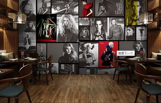 Custom photo  wallpaper, retro star posters murals for clothing store cafe bar setting wall papel DE parede