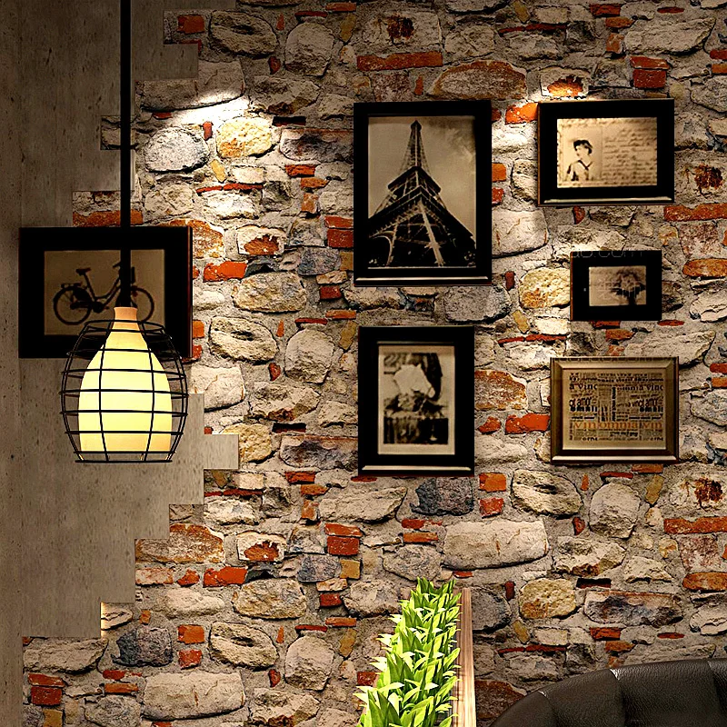 

Modern Vintage 3D Stone Wallpapers Roll Personalized Wall Paper for Coofeee Tea House Room Walls contact paper papier peint