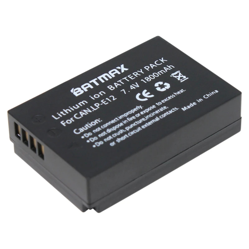 Batmax 2 قطعة LPE12 LP-E12 LP E12 بطارية الكاميرا + شاحن USB مزدوج لكانون EOS M M2 M100 100D قبلة X7 المتمردين SL1