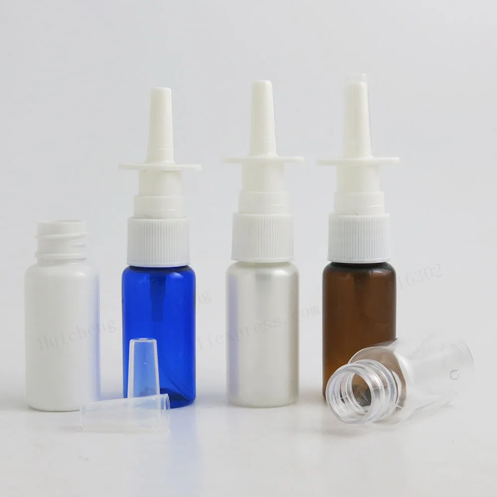 

100 X 15ml White blue amber clear Plastic Nasal Sprayer Pump Bottle 15cc Clear PET Nasal Bottle 15ml Nasal Mist Sprayer Bottle