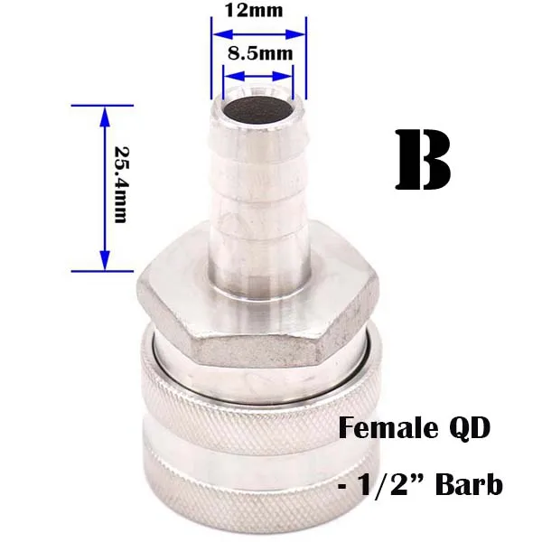 Homebrew Beer Female Quick Disconnect 304 Stainless Steel Ball Lock Style