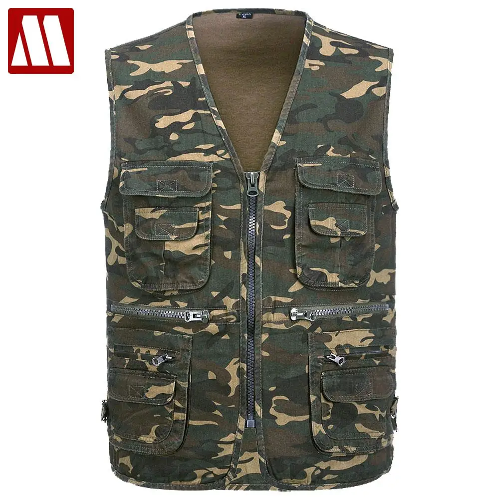 

2022 Men's Multi-functional pocket Camouflage Vest Men Sleeveless Casual Cotton Jackets Male Camo Waistcoat Brand Clothing