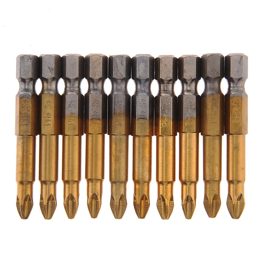 

New 10PCS PH2 Electric Screwdriver Bit Set Bits Hex Shank Magnetic Alloy Steel For Cross Head 60mm 1/4 inch