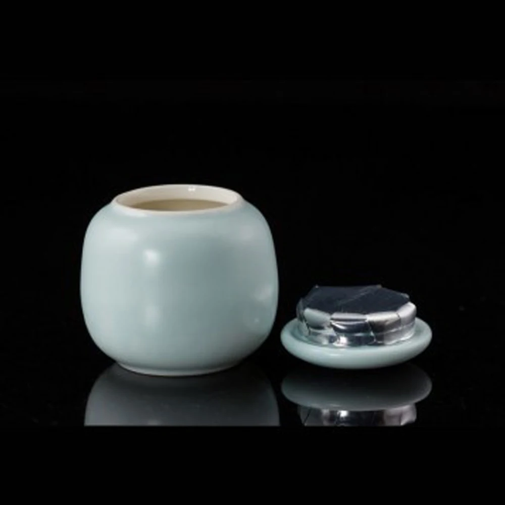 Blue Airtight 30g Matcha Caddy Porcelain Mini Tea Empty Storage canister Matcha Powder Tea Can Sugar Caddy China Jar Decoration