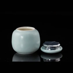 Blue Airtight 30g Matcha Caddy Porcelain Mini Tea Empty Storage canister Matcha Powder Tea Can Sugar Caddy China Jar Decoration