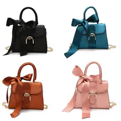 Women Female Shoulder Bag Top Handle PU Leather Ladies Handbag Girls Messenger Crossbody Bag With Bowknot Party Bag