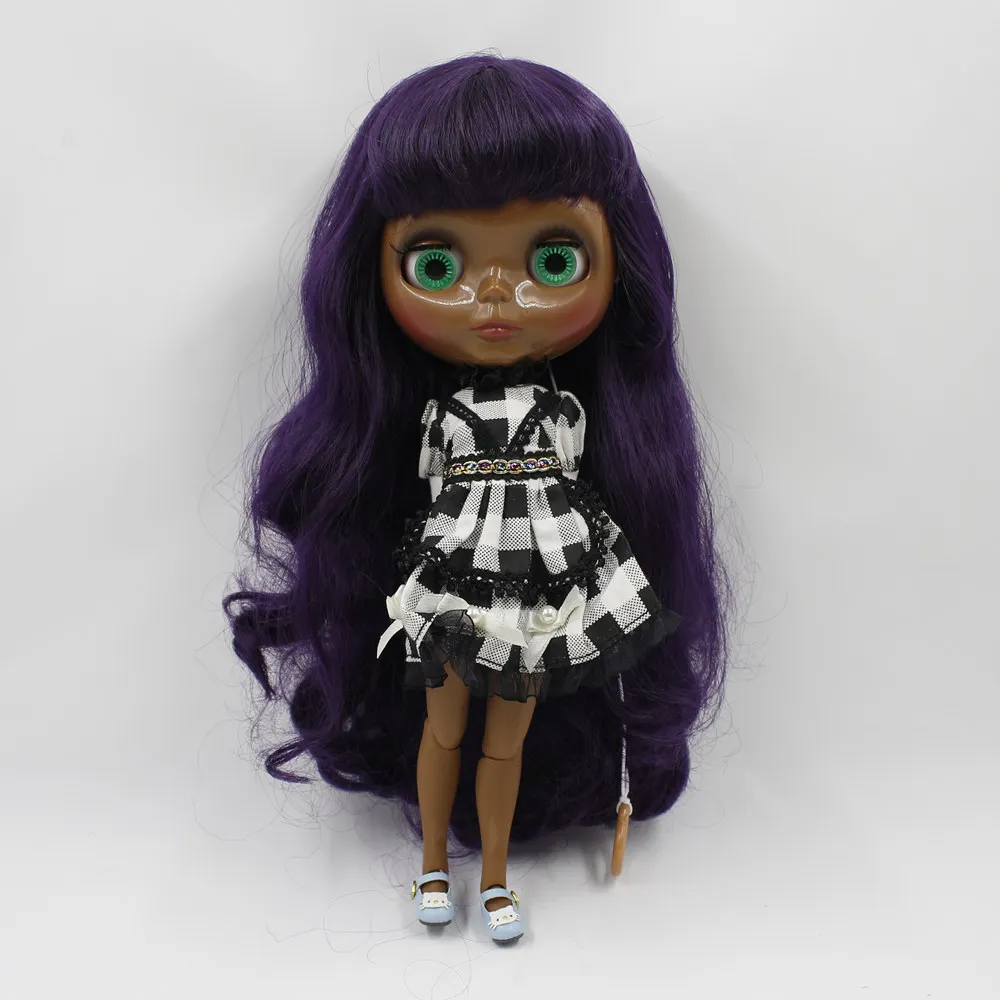 ICY DBS Blyth doll super black skin tone darkest skin purple hair joint body 1/6 30cm bjd 280BL169