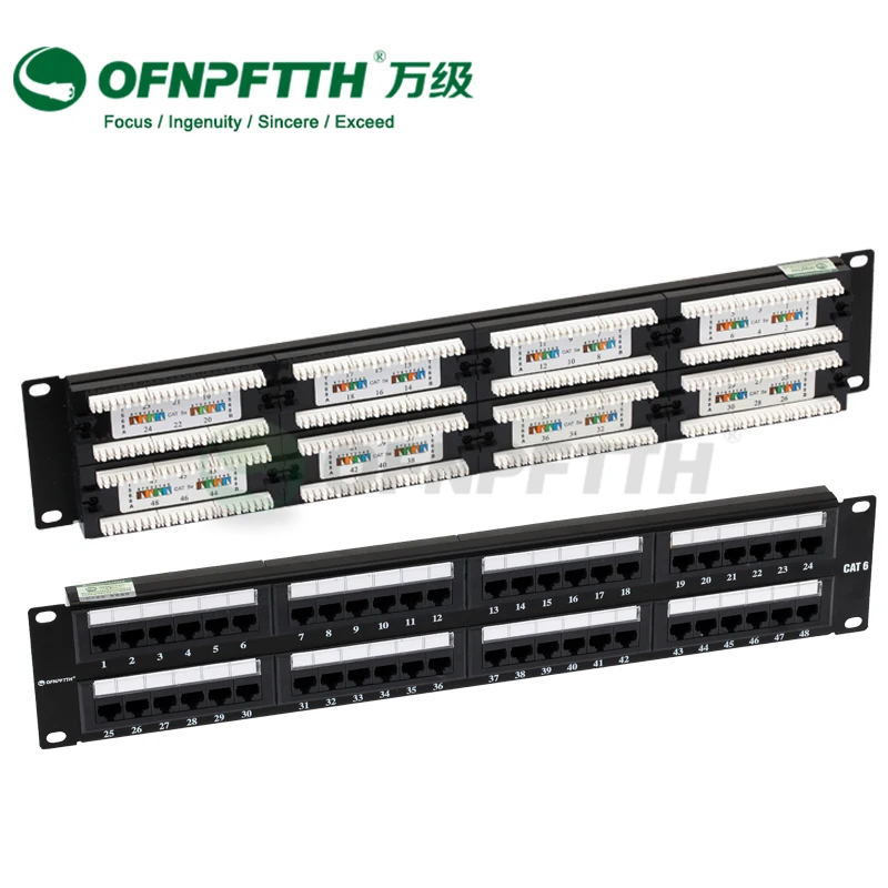 CAT6 Patch Panel 48 Poort UTP 2U 19 ''Standaard met 50u vergulde Contact