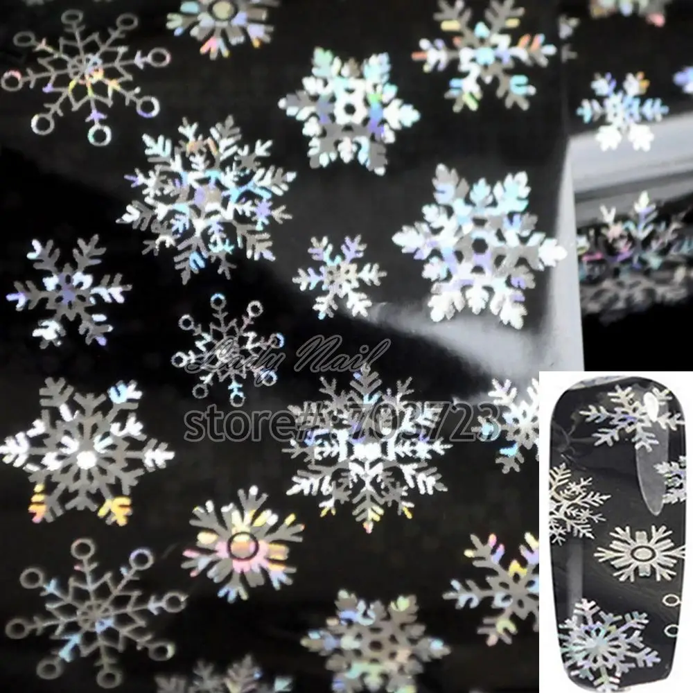 Glitter Big and Small Snowflake Nail Art Transfer Foil Paper Tip Sticker Nails Craft Decoration New Fashion Design GL110