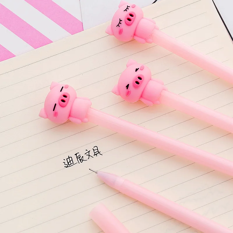 1 Pcs Cute Cartoon Pink Dull Germination Pig Neutral Pen Student Office Black Ink Pen Signature Pen Stationery