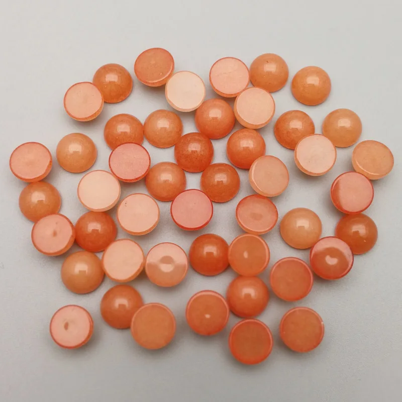 

Fashion Orange color stone beads charms 8mm round cab cabochon no hole for jewelry Accessories Wholesale 50pcs/lot free shipping