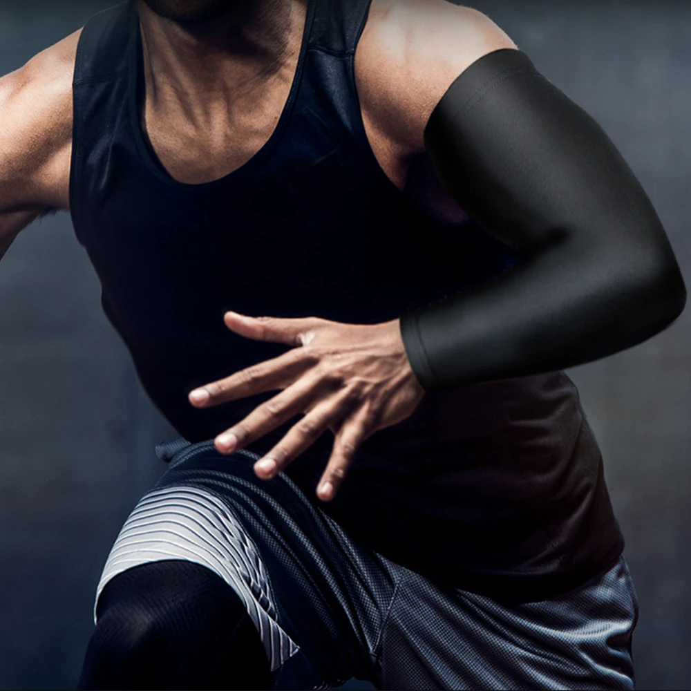 Sports Elastic Arm Sleeve Men\'s Sun UV Protection Compression Bicycle Male Oversleeve Breathable Arm Warmer Cover Gym Muscle