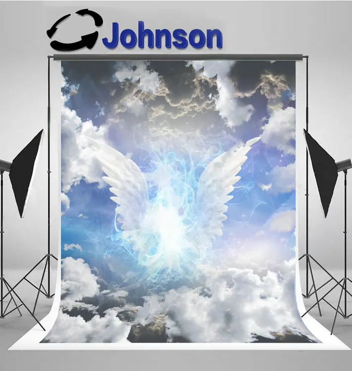 

angel wings Angelic Being Obscured bokeh Sky Cloud background High quality Computer print party photo backdrop