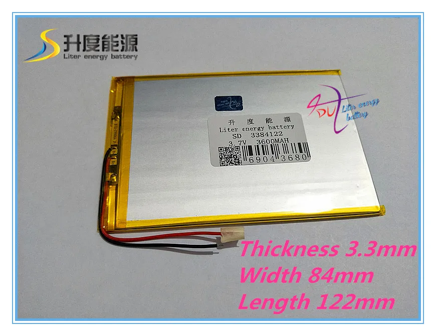 3384122 3.7V 3600mah Lithium Tablet polymer battery with Protection Board For PDA Tablet PCs Digital Pro