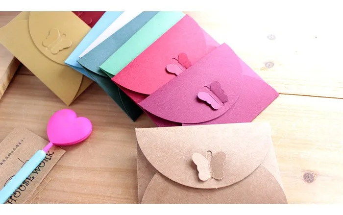 Envelope Paper Bag invitation card Colored Butterfly Buckle Kraft  Retro Buckle Decorative Envelope 200pcs/lot Free shipping