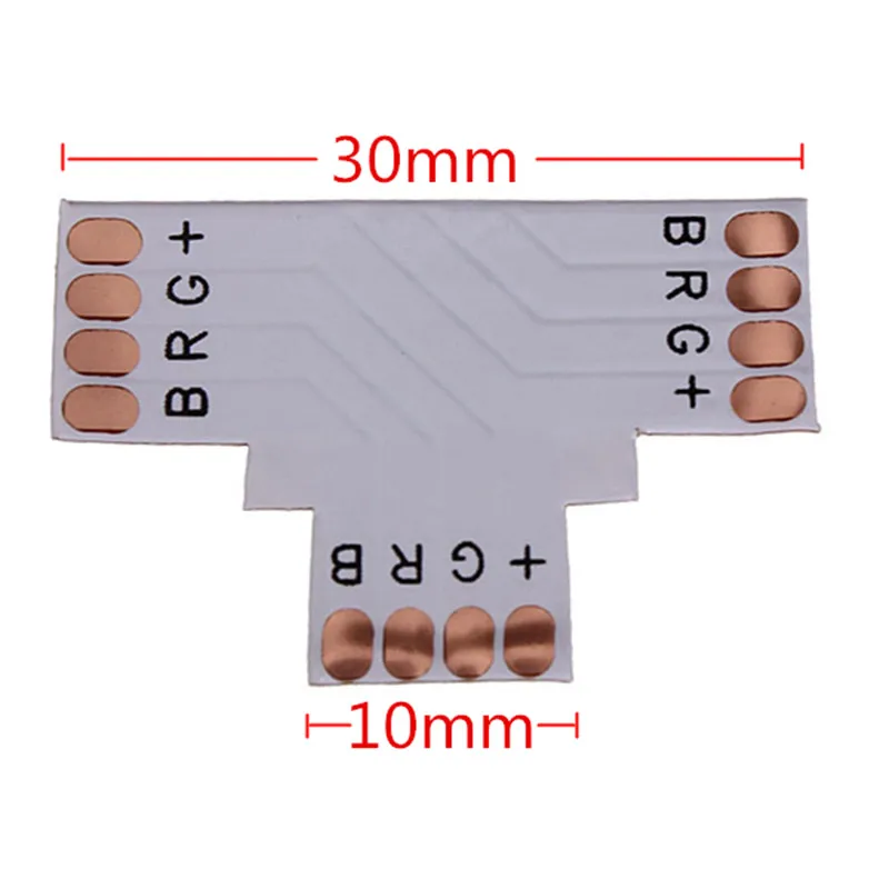 

100 шт 4-контактный светодиодный разъем формы T для 10 мм 5050 RGB светодиодный Одноцветный