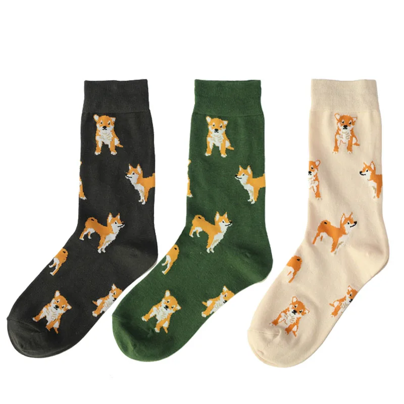 New Fashion Women Cute Pet Shiba Inu Crew Socks Kawaii Lovely Female Girls Puppy Dog Animals Combed Cotton Short Sock