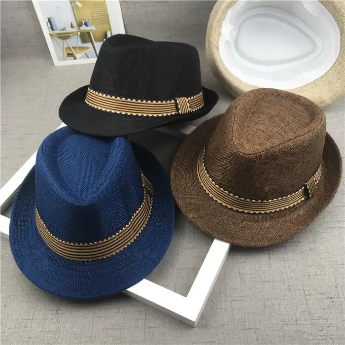 New Straw Cap Baby Hats Children Jazz Cap Bucket Hat Sun Cap Summer Hat For Girls Boys Panama Hat Photography Props