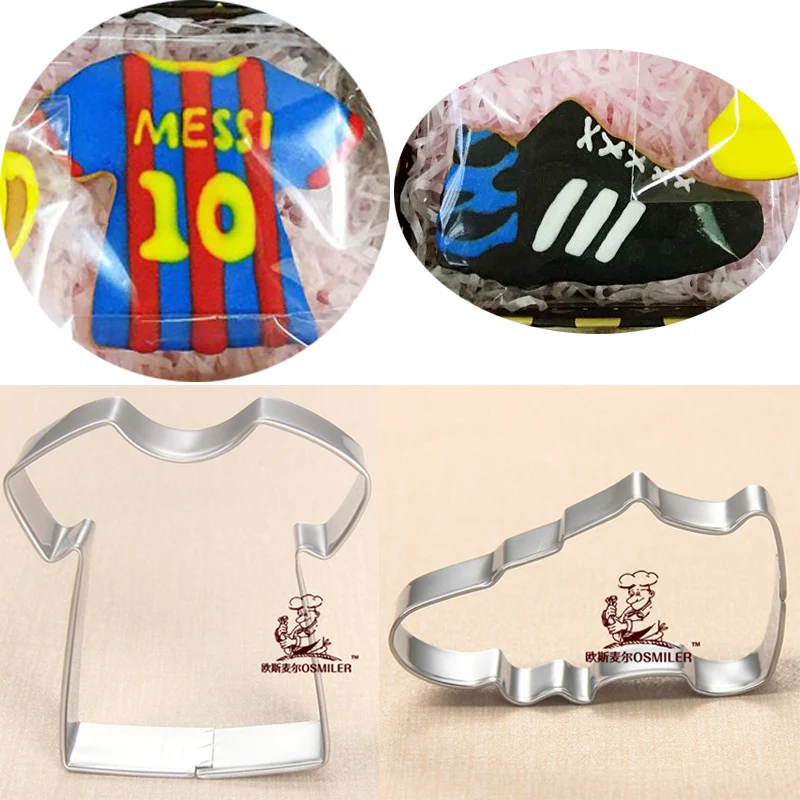 

2pcs Basketball clothes sneakers shape metal cookie cutter party patisserie gateau biscuit mold pastry bakeware fondant cutters