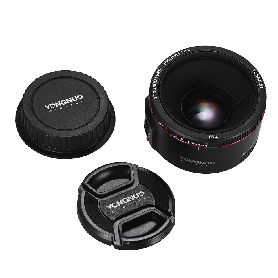 Yongnuo yn50mm f1.8 ii lente pequena de foco automático de grande