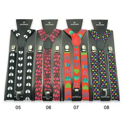 Tirantes de camisa para hombre y mujer, tirantes para pantalones a la moda, 8 colores, corazón, mezcla colorida, soporte para pantalones, tirantes para boda, correas para cinturón