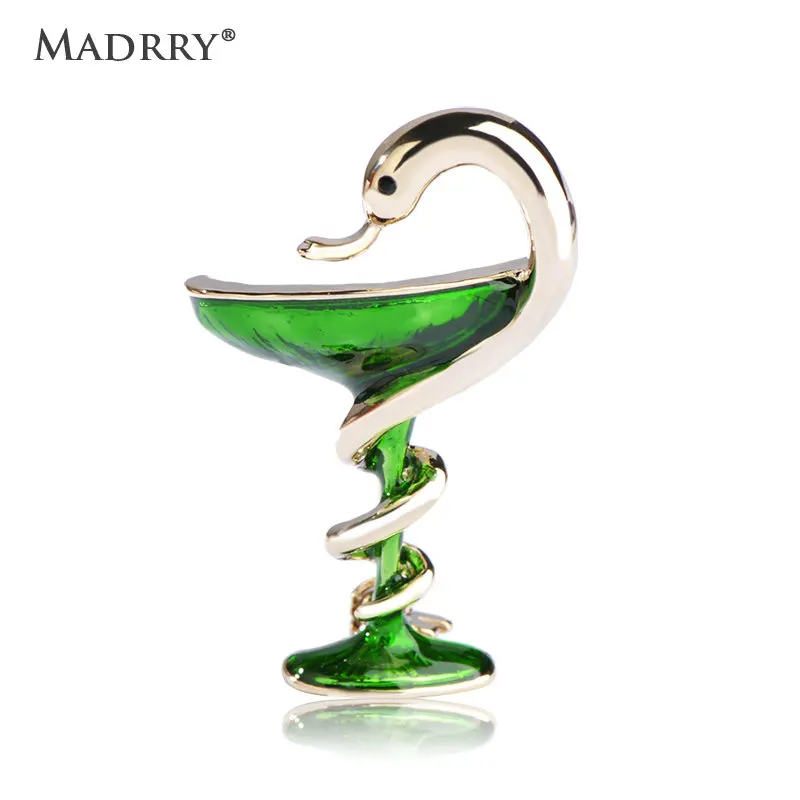 Madrry Trophy Memorial Cup With Snake Brooches Alloy Metal Animal Jewelry Women Men Sweater Badge Scarf Pins Daily Accessories