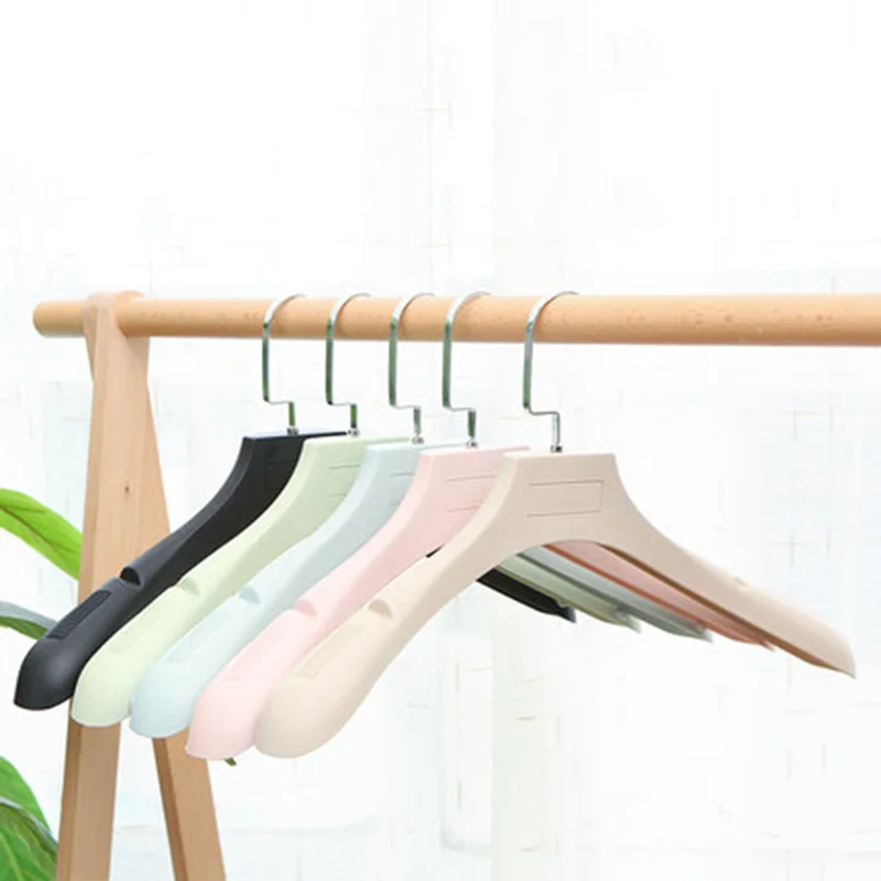 10 pcs/lot Thickened Plastic Clothes Hangers with Wide Shoulder Design Anti-skid Suit Hanger Adult Garment Rack