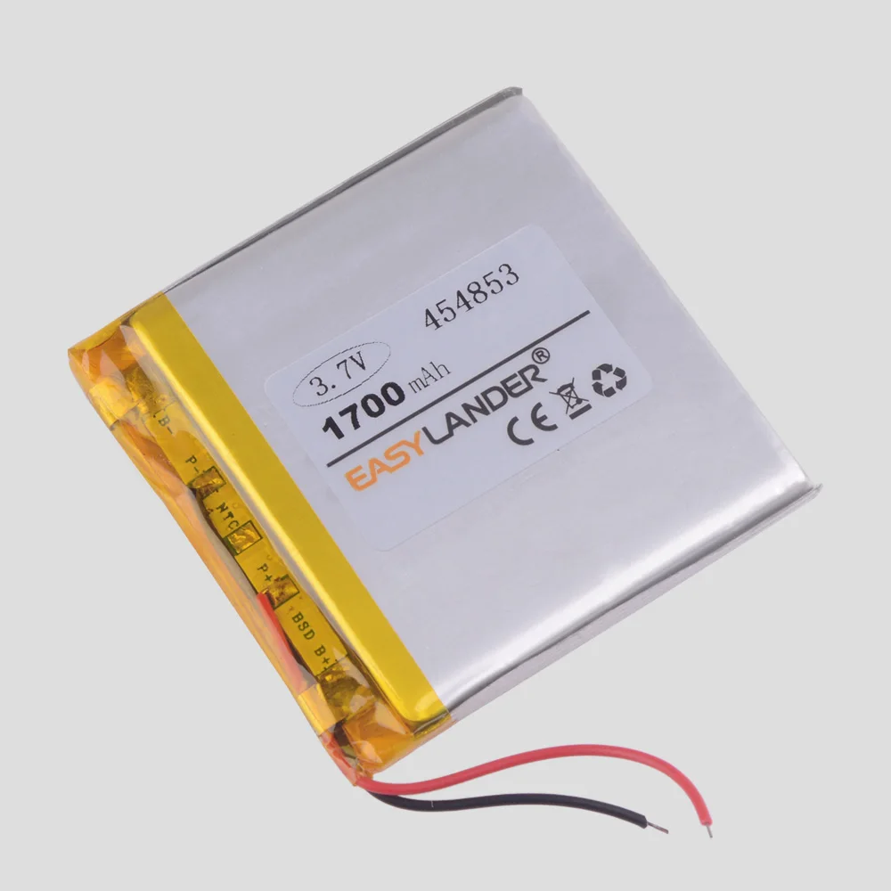 3.7 V Lithium Polymeer Batterij 454853 1700Mah Gps Navigatie Console MP3 Speler Auto Dvr Video Recorder Resolder Navigator