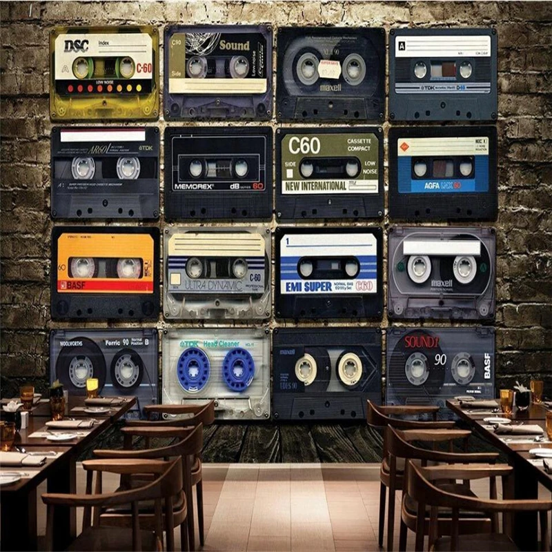 

wellyu Nostalgic tape plank bar dining backdrop custom large mural green wallpaper papel de parede para quarto