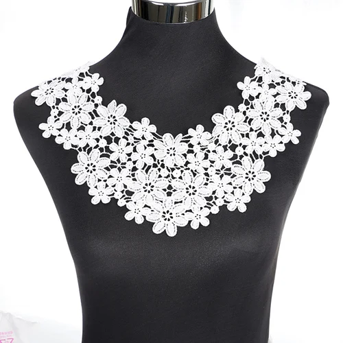 Craft collar flower Venise Sequin Floral Embroidered Applique Trim Decorated Lace Neckline Collar Sewing 1pcs