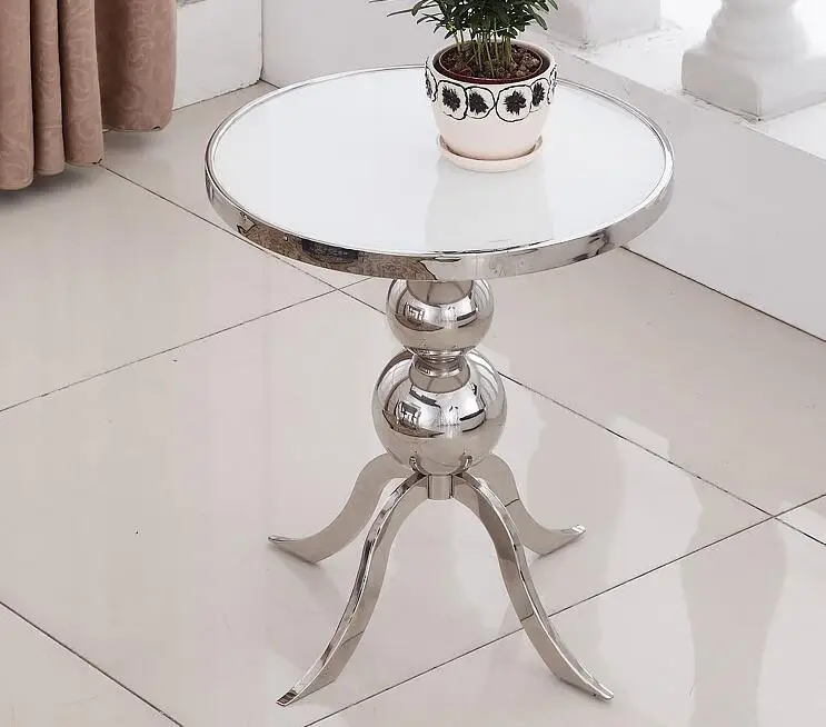 Toughened Glass Corner Stainless Steel Creative Modern Simple Round Leisure Mini Tea Table Sofa Corner