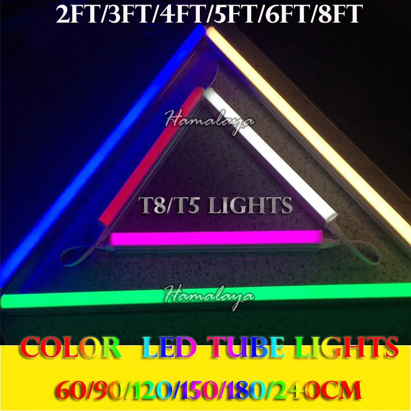 Toika 50pcs/lot 4ft 1.2m 40w led T8 integrated led tube v-shaped tube lamp red/green/blue 4ft 1200mm SMD 2835 AC85-265v CE&ROHS