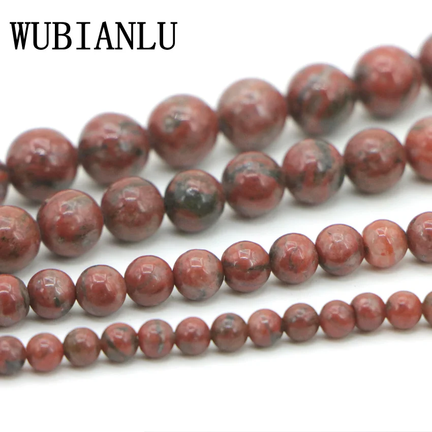 

WUBIANLU New 4 6 8 10mm Multicolor Dark Red Bloodstone Chalcedony Beads For Jewelry Making DIY Design Bead Necklace Bracelet 2PC