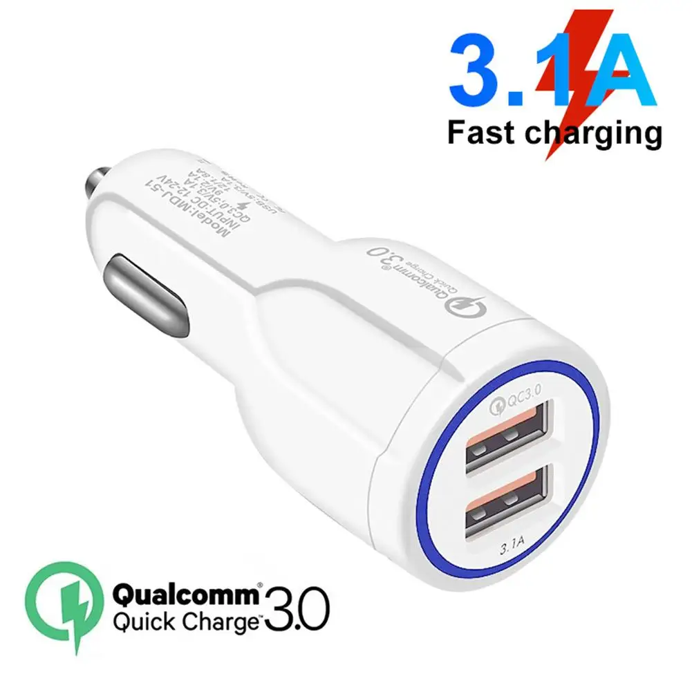 

New Arrival Dual USB 3.1A QC 3.0 Fast Quick Charge Car Charger Cigarette Lighter Adapter