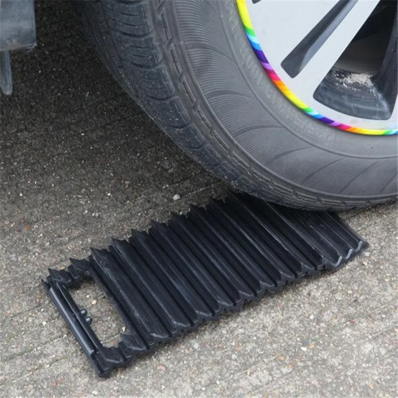 Black 32.5cm Rubber Tyre Grip Tracks Snow Mud Sand Mat Plate Escaper Traction Mats For Car Road Trouble Clearer