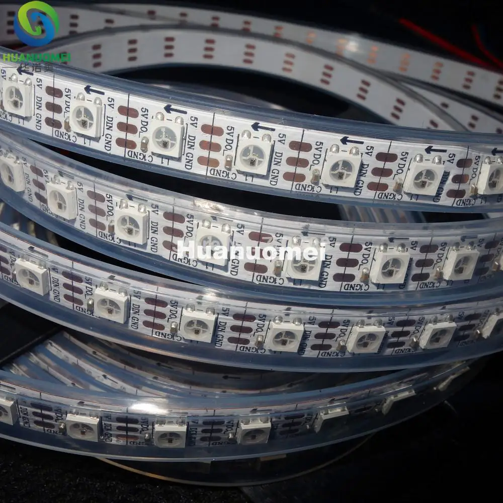 5m 74LEDs/m DC5V addressable SK6812 led pixel srip;waterproof in silicon tube;74pcs SK6812/M with 74pixels;white PCB