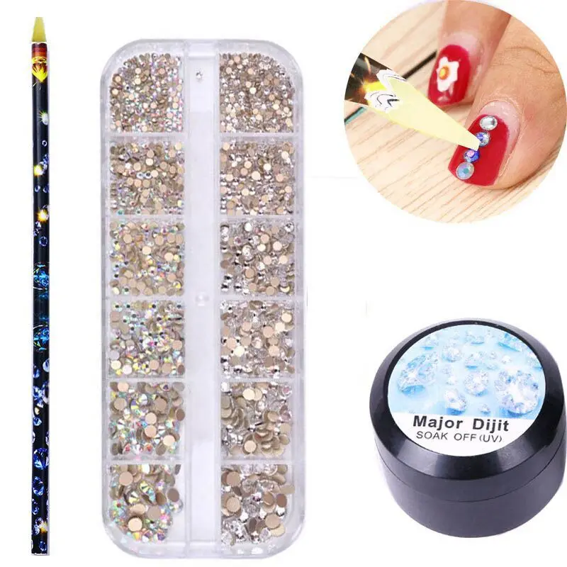 3 pz/lotto Chiodo Della Decorazione Adesiva Colla Fast-asciutto per UV/LED Del Chiodo Del Rhinestone Falso di Punte di arte Colla del Chiodo Del Manicure di strumento di decorazione