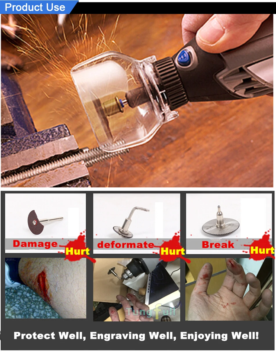 Tungfull DREMEL เครื่องบดป้องกันแกะสลัก Locator บดขนาด6 In 1 Wood Milling Burrs เครื่องตัด Dremel เครื่องมือโรตารี่