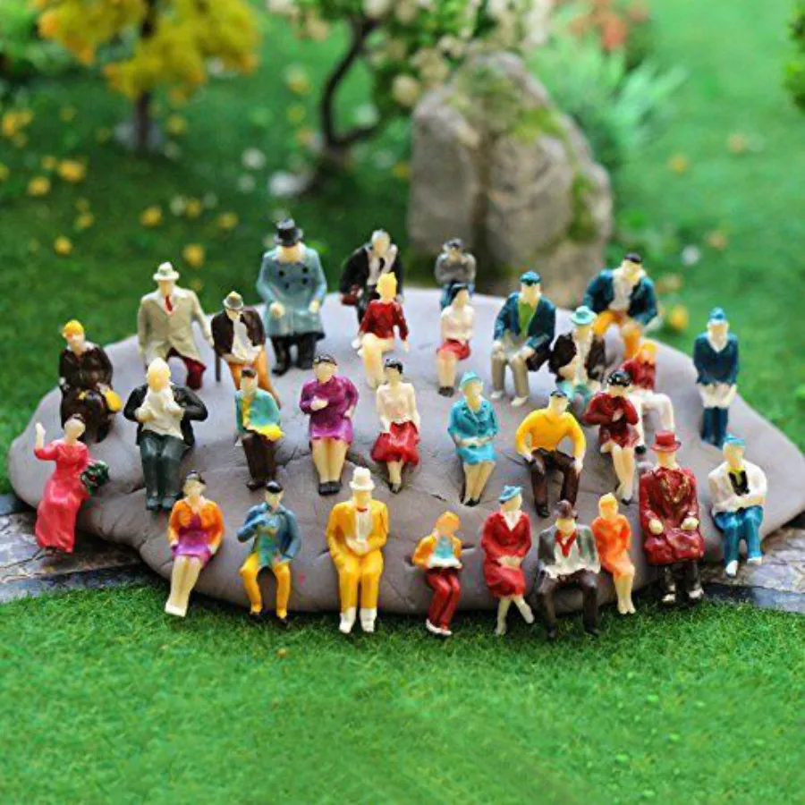 30pcs/lot 2018 New Architecture Scale 1:87 Model Color Sitting Figure Painted People Resin