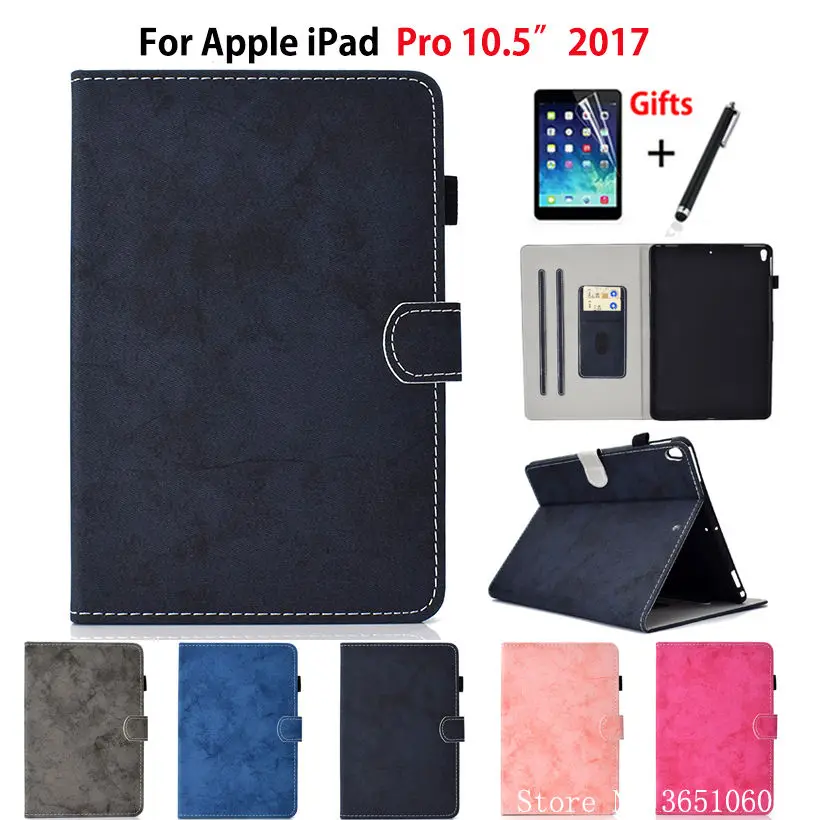 

Case For Apple iPad Pro 10.5'' 2017 Cover A1701 A1709 Funda Tablet Silicone PU Leather Stand Protective Skin Shell +Stylus+film