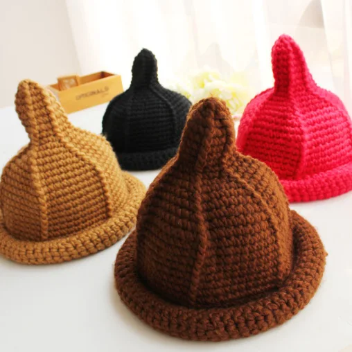 BomHCS Korean Style Knitted Cap Baby Hat Toddler Kids Girls Boys Nipple Knitted Hat Curling Cap