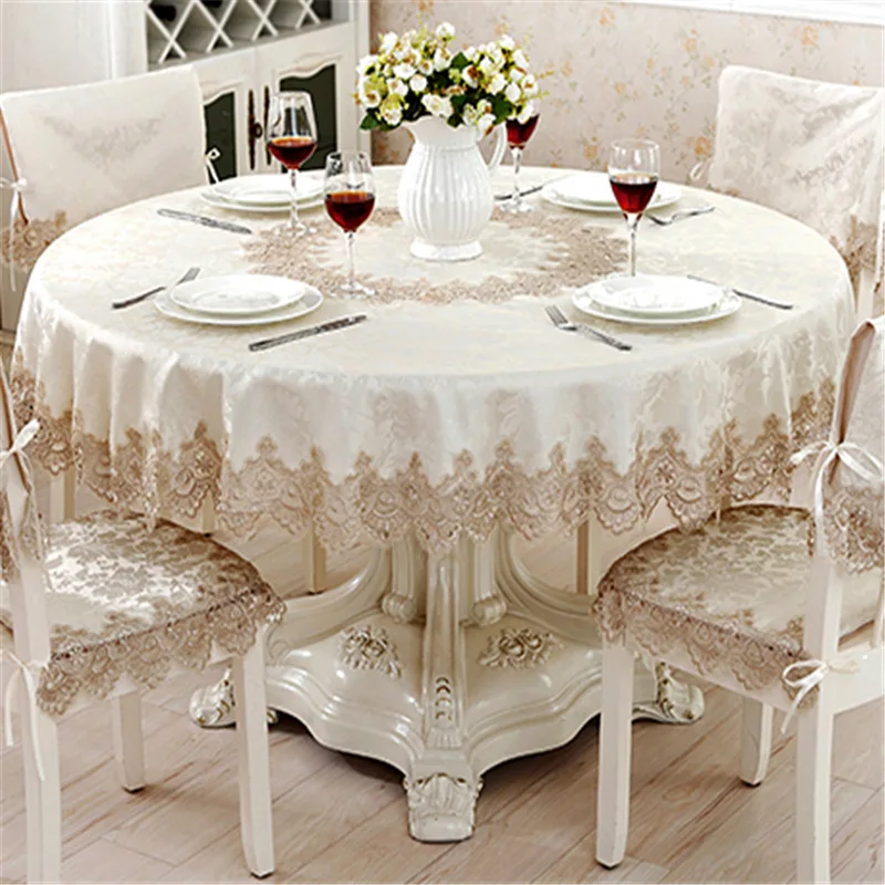 2018 new arrival cotton polyester table linen for home party decoration embroidered floral lace edge dustproof covers for table