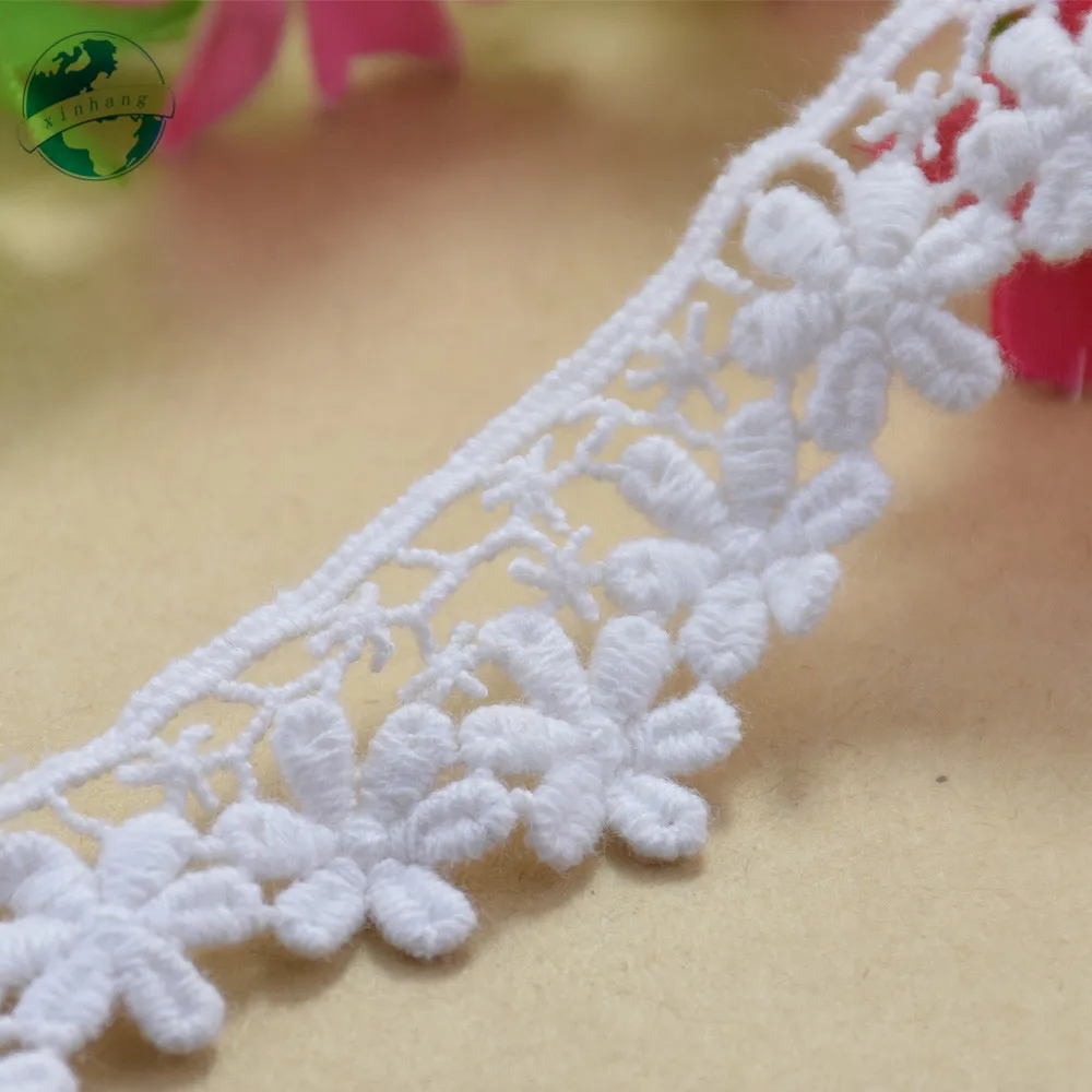 2.5cm Width 100% Cotton Lace Sewing Ribbon Guipure Trim Fabric Warp Knitting DIY Garment Wedding Accessories African Lace#2644