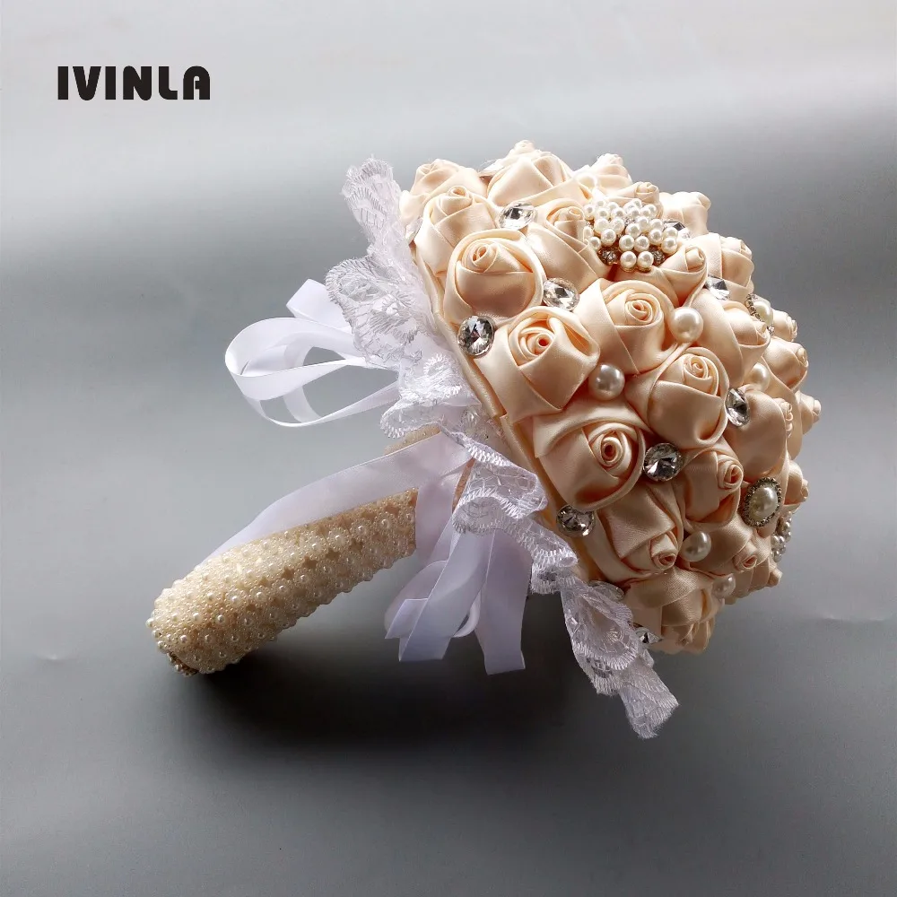 

Hot selling Cream Wedding Bouquet Bridesmaids Flowers with crystal for wedding decoration