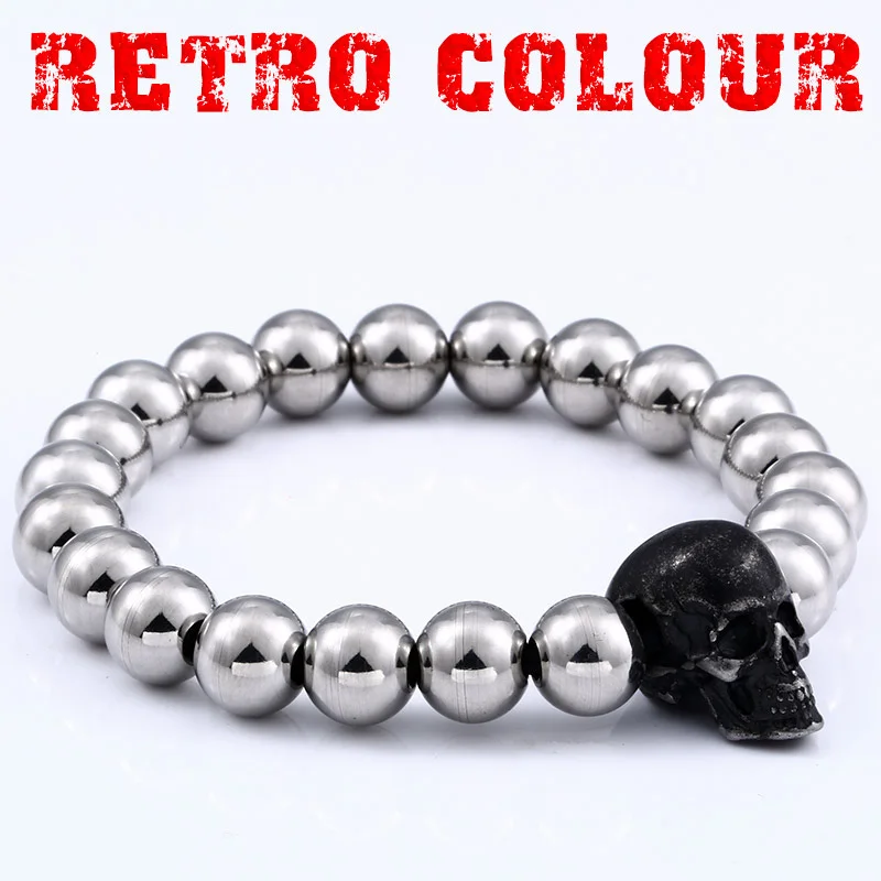 Beier 316L Stainless Steel bracelet punk skull ball Bracelet For Vintage  fashion Style Men\'s Bracelet Jewelry HSS006